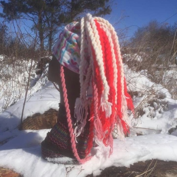 handmade red white pink clown headband yarn twists main image 6